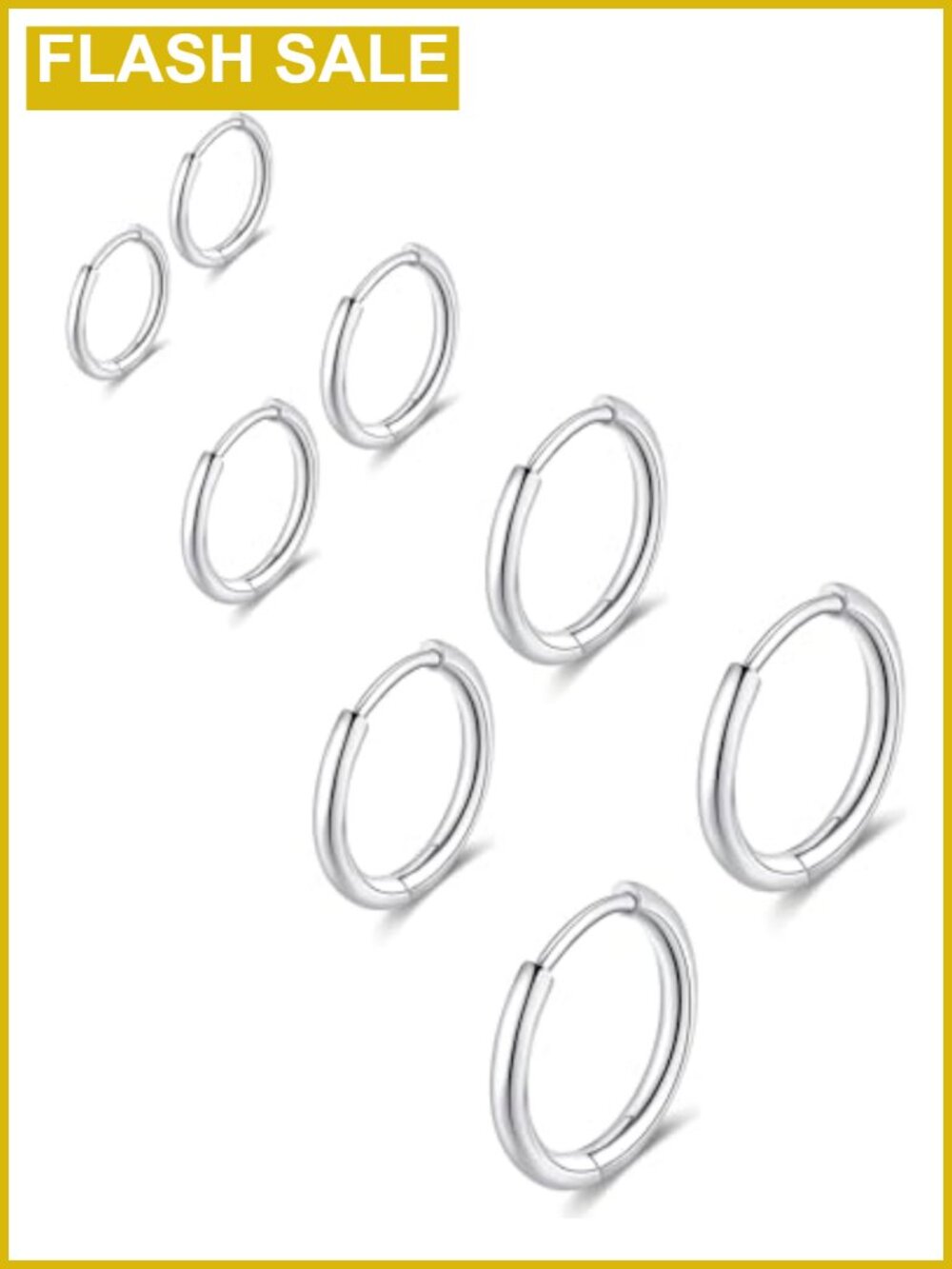 Hypoallergenic 14K Gold Finish Stainless Steel Huggie Hoop Earrings Set